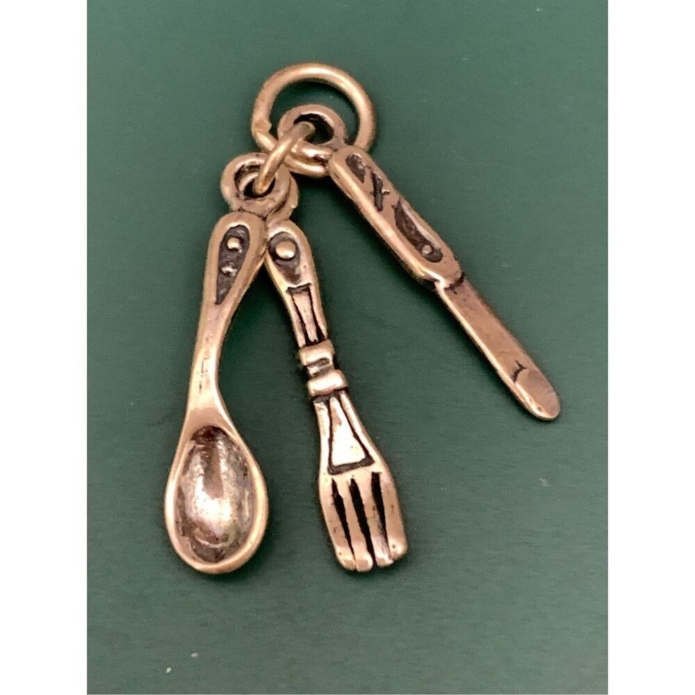 Fork Knife Spoon Silverware Sterling Silver Jewelry Charm